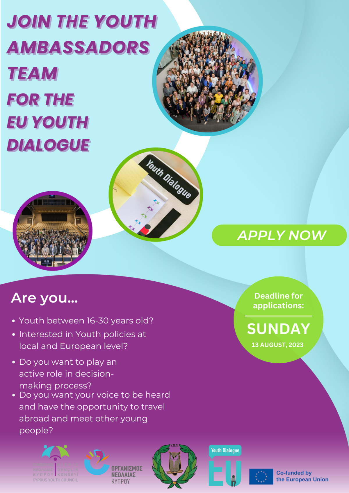 CALL FOR  THE TEAM OF YOUTH AMBASSADORS for the EU YOUTH DIALOUGE